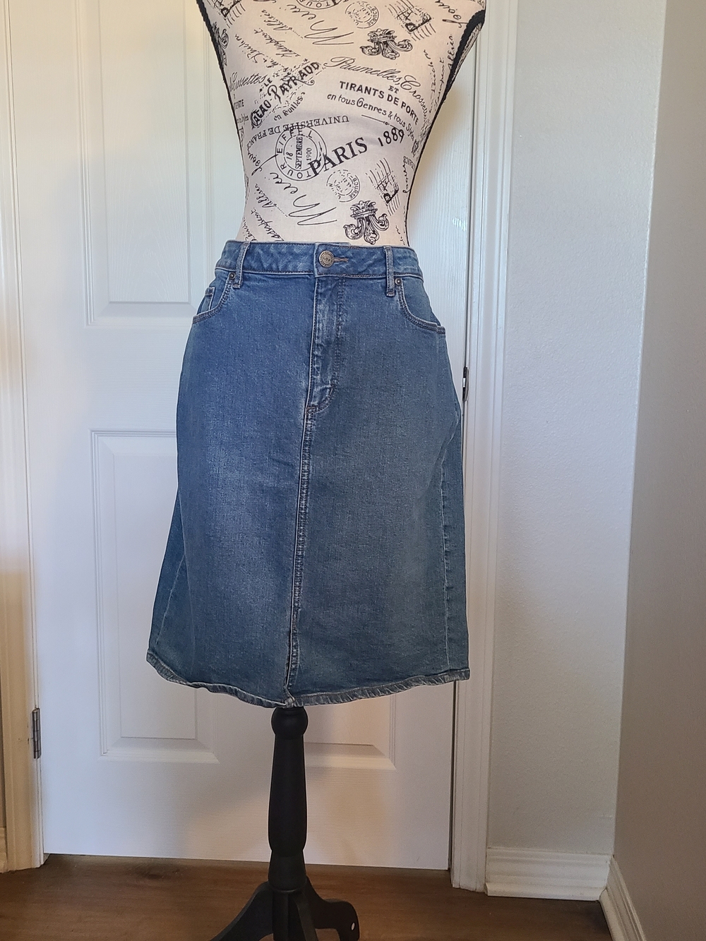 LOFT Medium Blue Denim A-Line Skirt